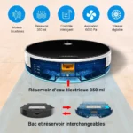 Liectroux C30B avec son réservoir d'eau électrique de 350 ml et son bac à poussière interchangeables