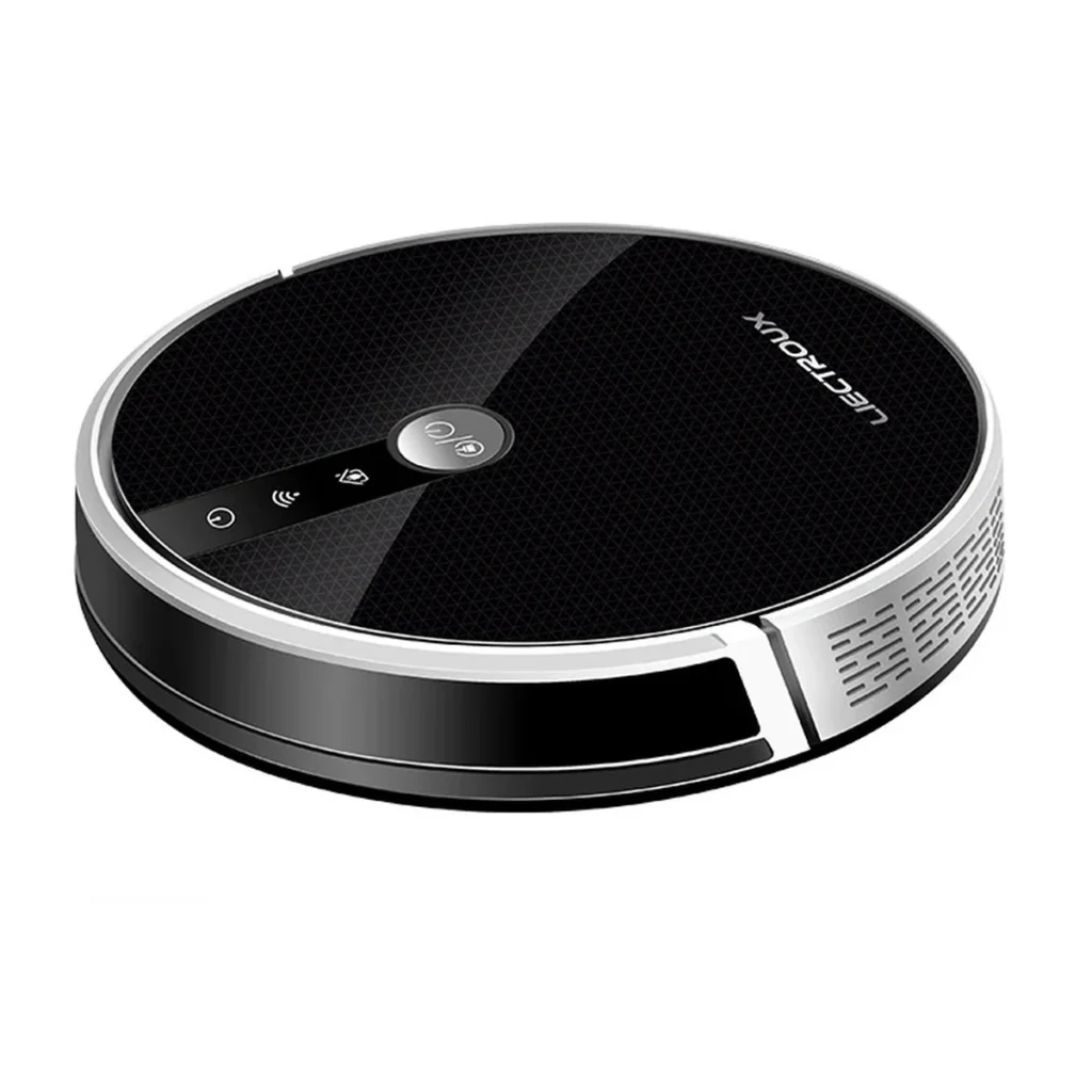 Robot aspirateur laveur Liectroux C30B noir vu de trois quarts sur fond blanc