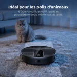 Le Liectroux N7S-U ramasse les poils de chat sur un tapis