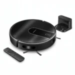 Robot aspirateur laveur Liectroux N7S-U avec sa station de charge et sa télécommande sur fond blanc