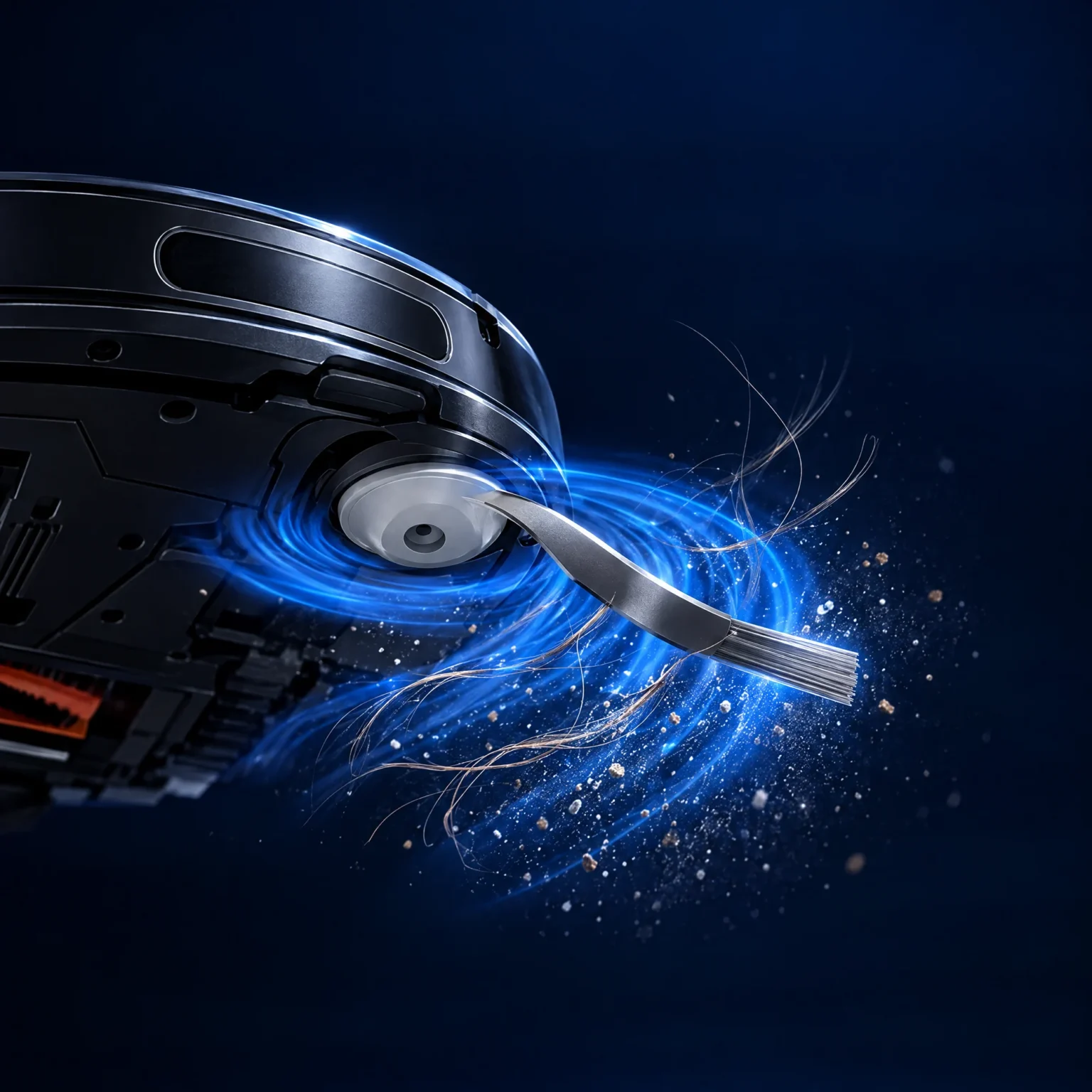 Brosse latérale Air-Blade du Liectroux T9 qui écarte les cheveux