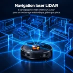 Navigation laser LiDAR du Liectroux T9 qui cartographie un appartement à 360°
