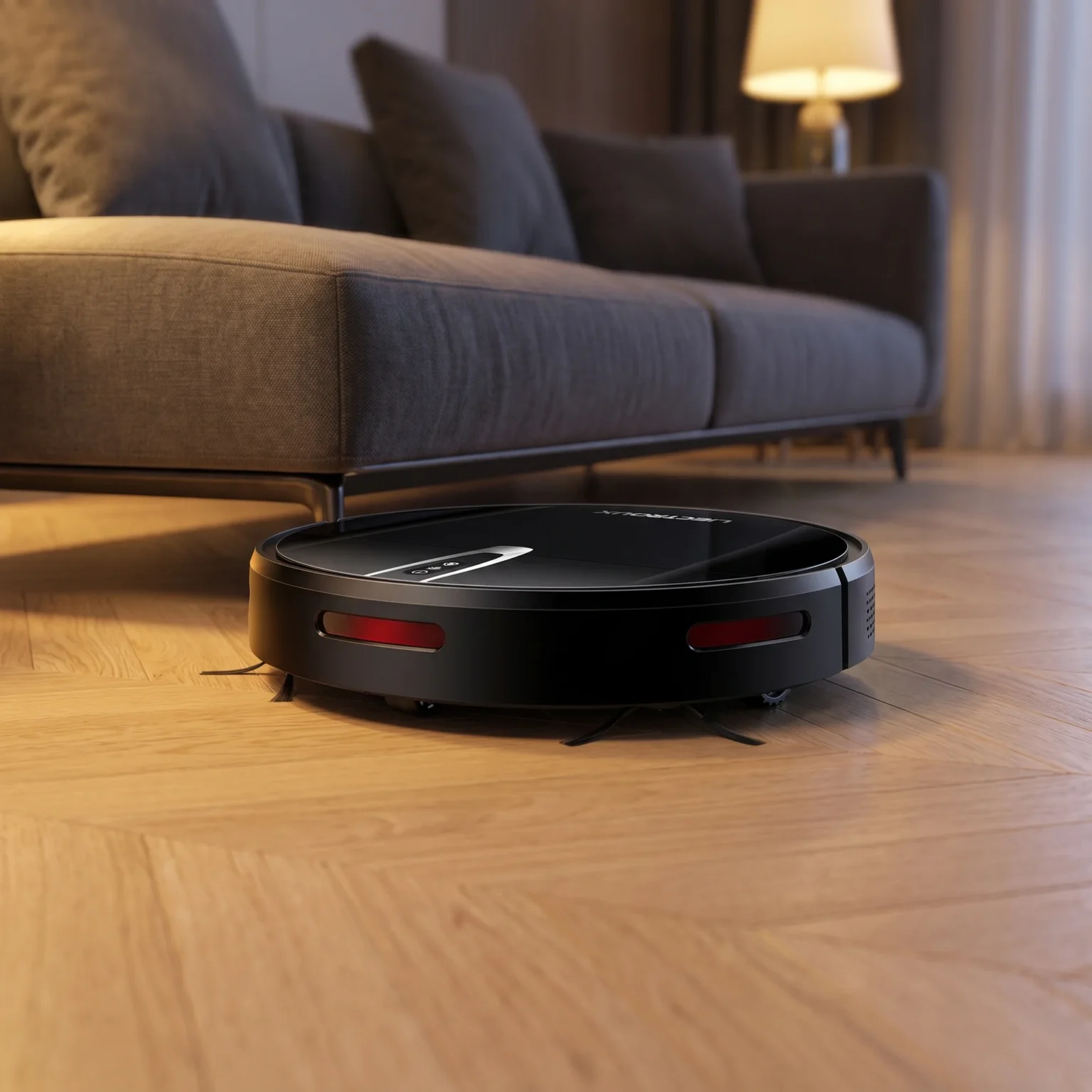 Le Liectroux V3S Pro se glisse sous un canapé bas