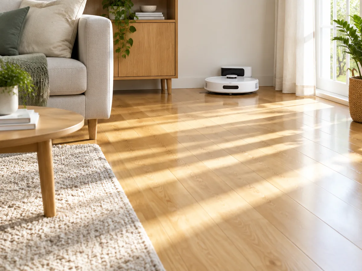 Sol propre après le passage du robot aspirateur